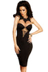 Black Premium Embellished Lace Mesh Bodycon Dress